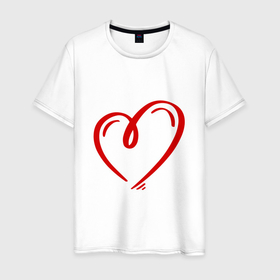 Мужская футболка хлопок с принтом СЕРДЦЕ И НИЧЕГО ЛИШНЕГО (просто сердце) в Новосибирске, 100% хлопок | прямой крой, круглый вырез горловины, длина до линии бедер, слегка спущенное плечо. | день всех влюбленных | контур сердца | минимализм | подарок 8 марта | подарок на 8 марта | просто сердце | сердце | сердце и ничего лишнего | сердце контур
