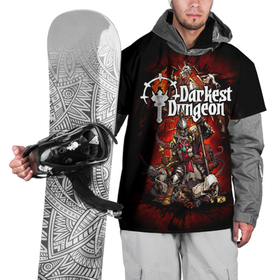 Накидка на куртку 3D с принтом Darkest Dungeon   poster , 100% полиэстер |  | darkest dungeon | poster | знак | компьютерная ролевая игра | логотип | плакат | подземелье | поиск сокровищ | приключения | темнейшее подземелье | эмблема