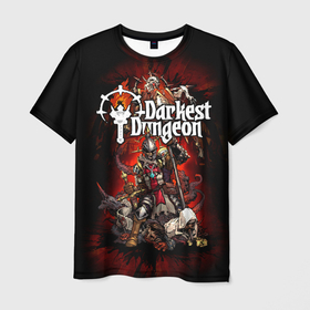 Мужская футболка 3D с принтом Darkest Dungeon   poster , 100% полиэфир | прямой крой, круглый вырез горловины, длина до линии бедер | darkest dungeon | poster | знак | компьютерная ролевая игра | логотип | плакат | подземелье | поиск сокровищ | приключения | темнейшее подземелье | эмблема