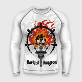 Мужской рашгард 3D с принтом Darkest Dungeon: skull logo в Курске,  |  | darkest dungeon | skull on fire | torch | знак | компьютерная ролевая игра | логотип | подземелье | поиск сокровищ | приключения | темнейшее подземелье | череп в огне | эмблема