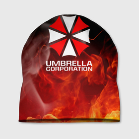 Шапка 3D с принтом Umbrella Corporation пламя в Новосибирске, 100% полиэстер | универсальный размер, печать по всей поверхности изделия | corp | corporation | resident evil | umbrella | umbrella corporation | зомбиапокалипсис | зонт | игра