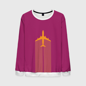 Мужской свитшот 3D с принтом В Пурпурном Небе в Санкт-Петербурге, 100% полиэстер с мягким внутренним слоем | круглый вырез горловины, мягкая резинка на манжетах и поясе, свободная посадка по фигуре | небо | пурпурный | розовый | самолет | топ