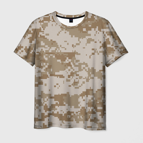 Мужская футболка 3D с принтом Пустынный Милитари , 100% полиэфир | прямой крой, круглый вырез горловины, длина до линии бедер | военный | милитари | пиксель | пустыня | топ