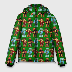 Мужская зимняя куртка 3D с принтом Minecraft heros pattern в Екатеринбурге, верх — 100% полиэстер; подкладка — 100% полиэстер; утеплитель — 100% полиэстер | длина ниже бедра, свободный силуэт Оверсайз. Есть воротник-стойка, отстегивающийся капюшон и ветрозащитная планка. 

Боковые карманы с листочкой на кнопках и внутренний карман на молнии. | game | hero | minecraft | pattern | герой | игра | майнкрафт | узор