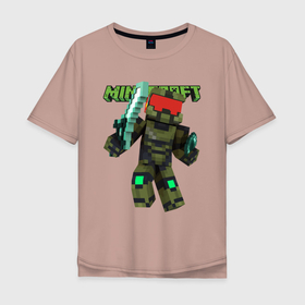 Мужская футболка хлопок Oversize с принтом Minecraft, warrior в Тюмени, 100% хлопок | свободный крой, круглый ворот, “спинка” длиннее передней части | dagger | game | minecraft | sword | warrior | воин | игра | кинжал | майнкрафт | меч