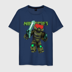 Мужская футболка хлопок с принтом Minecraft, warrior в Белгороде, 100% хлопок | прямой крой, круглый вырез горловины, длина до линии бедер, слегка спущенное плечо. | dagger | game | minecraft | sword | warrior | воин | игра | кинжал | майнкрафт | меч