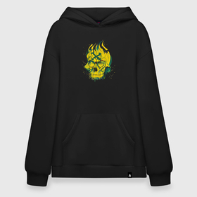 Худи SuperOversize хлопок с принтом Bad Label в городе Новоалтайск, 70% хлопок, 30% полиэстер, мягкий начес внутри | карман-кенгуру, эластичная резинка на манжетах и по нижней кромке, двухслойный капюшон
 | bad | monster | skull | злой | крест | монстр | череп