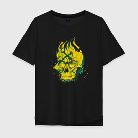 Мужская футболка хлопок Oversize с принтом Bad Label в Курске, 100% хлопок | свободный крой, круглый ворот, “спинка” длиннее передней части | bad | monster | skull | злой | крест | монстр | череп