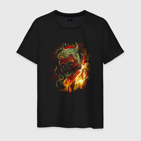 Мужская футболка хлопок с принтом Hells Ashes , 100% хлопок | прямой крой, круглый вырез горловины, длина до линии бедер, слегка спущенное плечо. | demon | devil | evil | fire | hell | monster | satan | ад | демон | дъявол | монстр | огонь | пламя | сатана | череп