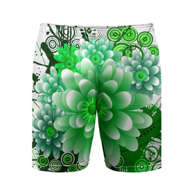 Мужские шорты спортивные с принтом Яркая пышная летняя зелень в Новосибирске,  |  | бабочки | весна | зеленый | зелень | краски | лето | растения | цветы | яркий