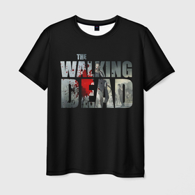 Мужская футболка 3D с принтом walking dead   лого с пятнами крови в Тюмени, 100% полиэфир | прямой крой, круглый вырез горловины, длина до линии бедер | walking dead | апокалипсис | болезнь | вирус | выживание | зомби | конец света | кровь | пандемия | ходячие мертвецы | эпидемия