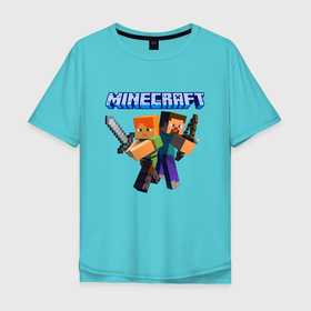 Мужская футболка хлопок Oversize с принтом Майнкрафт   супер игра , 100% хлопок | свободный крой, круглый ворот, “спинка” длиннее передней части | arrow | game | minecraft | sword | игра | майнкрафт | меч | стрела