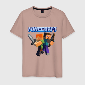 Мужская футболка хлопок с принтом Майнкрафт   супер игра , 100% хлопок | прямой крой, круглый вырез горловины, длина до линии бедер, слегка спущенное плечо. | arrow | game | minecraft | sword | игра | майнкрафт | меч | стрела