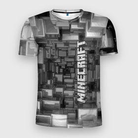 Мужская футболка 3D Slim с принтом Minecraft, pattern 2066 в Новосибирске, 100% полиэстер с улучшенными характеристиками | приталенный силуэт, круглая горловина, широкие плечи, сужается к линии бедра | game | minecraft | pattern | texture | игра | майнкрвфт | объём | текстура