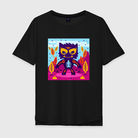 Мужская футболка хлопок Oversize с принтом кот инопланетянин в Тюмени, 100% хлопок | свободный крой, круглый ворот, “спинка” длиннее передней части | alien | cat | внеземной | инопланетянин | кот | пришелец