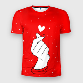 Мужская футболка 3D Slim с принтом ЛЮБОВЬ НА КОНЧИКАХ ПАЛЬЦЕВ в Белгороде, 100% полиэстер с улучшенными характеристиками | приталенный силуэт, круглая горловина, широкие плечи, сужается к линии бедра | btc | bts | бтс | день всех влюбленных | лобовь | любовь на кончиках | любовь на кончиках пальцев | пальцы | подарок 8 марта | подарок девушке | подарок жене | подарок на 8 марта | рука | руки | счелчок