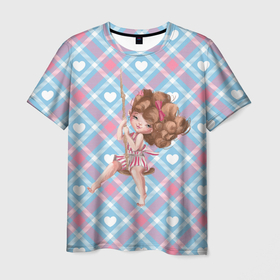 Мужская футболка 3D с принтом девочка на тарзанке в Курске, 100% полиэфир | прямой крой, круглый вырез горловины, длина до линии бедер | девочка | детство | маленькая девочка | ребенок | тарзанка
