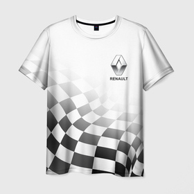 Мужская футболка 3D с принтом Renault, Рено Финишный флаг , 100% полиэфир | прямой крой, круглый вырез горловины, длина до линии бедер | arcana | for | life | logan | renault | reno | аркана | иномарка | иномарки | логан | рено | рэно