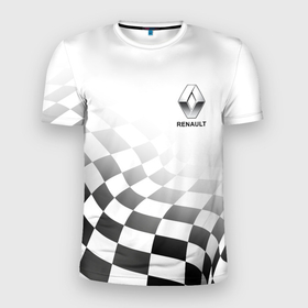 Мужская футболка 3D Slim с принтом Renault, Рено Финишный флаг в Белгороде, 100% полиэстер с улучшенными характеристиками | приталенный силуэт, круглая горловина, широкие плечи, сужается к линии бедра | arcana | for | life | logan | renault | reno | аркана | иномарка | иномарки | логан | рено | рэно