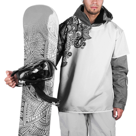 Накидка на куртку 3D с принтом Черно Белые КруЖева в Тюмени, 100% полиэстер |  | белое | кружева | топ | узоры | черно белое