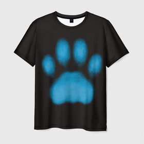 Мужская футболка 3D с принтом След кота в Новосибирске, 100% полиэфир | прямой крой, круглый вырез горловины, длина до линии бедер | кот | кошачья | кошачья лапа | кошачья лапка | кошка | лапа | лапка | отпечаток лапы | подушечки | след