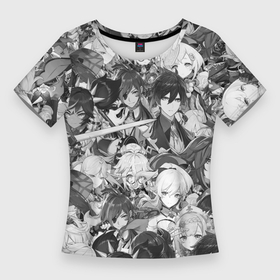 Женская футболка 3D Slim с принтом Манга персонажи Геншин Импакт ,  |  | 
