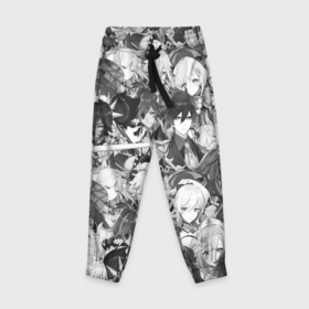 Детские брюки 3D с принтом Манга персонажи Геншин Импакт в Кировске, 100% полиэстер | манжеты по низу, эластичный пояс регулируется шнурком, по бокам два кармана без застежек, внутренняя часть кармана из мелкой сетки | 