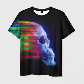 Мужская футболка 3D с принтом Color glitch skull в Екатеринбурге, 100% полиэфир | прямой крой, круглый вырез горловины, длина до линии бедер | color | fashion | glitch | hype | neon | skull | vanguard | авангард | глитч | мода | хайп | цвет | череп