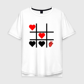Мужская футболка хлопок Oversize с принтом Сердечки   Крестики нолики в Новосибирске, 100% хлопок | свободный крой, круглый ворот, “спинка” длиннее передней части | 14 февраля | love | друг | крестики | любимой | любовь | ненависть | парочка | подарок | сердечко | сердце