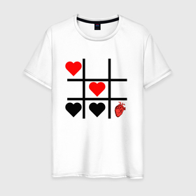 Мужская футболка хлопок с принтом Сердечки   Крестики нолики в Санкт-Петербурге, 100% хлопок | прямой крой, круглый вырез горловины, длина до линии бедер, слегка спущенное плечо. | 14 февраля | love | друг | крестики | любимой | любовь | ненависть | парочка | подарок | сердечко | сердце