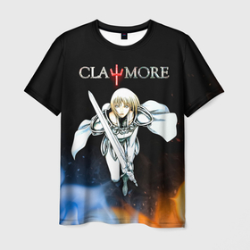 Мужская футболка 3D с принтом Клеймор   Клэр Лаки , 100% полиэфир | прямой крой, круглый вырез горловины, длина до линии бедер | clare | claymore | аниме клеймор | воительница | девушка с мечом | йома | клеймор | клер | клэймор | клэр | клэр лаки