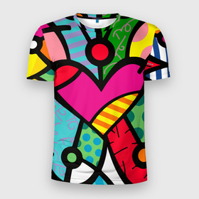 Мужская футболка 3D Slim с принтом Ромеро Бритто Арт в Кировске, 100% полиэстер с улучшенными характеристиками | приталенный силуэт, круглая горловина, широкие плечи, сужается к линии бедра | абстракция | арт | минимализм | мозаика | хаос | художник