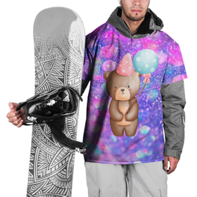 Накидка на куртку 3D с принтом День Рождения   Медвежонок с шариками в Тюмени, 100% полиэстер |  | Тематика изображения на принте: день рождения | медведь | медвежонок | мишка | поздравления | праздник | шарик | шарики