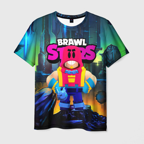 Мужская футболка 3D с принтом GROM SPACE BRAWL STARS в Новосибирске, 100% полиэфир | прямой крой, круглый вырез горловины, длина до линии бедер | brawl | brawl stars | brawlstars | grom | бравлстарс | гром