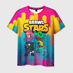 Мужская футболка 3D с принтом BRAWL STARS ВМЕСТЕ в Кировске, 100% полиэфир | прямой крой, круглый вырез горловины, длина до линии бедер | brawl | brawl stars | brawlstars | lion | бравлстарс | лион