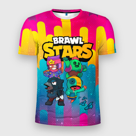 Мужская футболка 3D Slim с принтом BRAWL STARS ВМЕСТЕ в Кировске, 100% полиэстер с улучшенными характеристиками | приталенный силуэт, круглая горловина, широкие плечи, сужается к линии бедра | brawl | brawl stars | brawlstars | lion | бравлстарс | лион