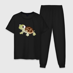 Мужская пижама хлопок с принтом Маленький черепашонок , 100% хлопок | брюки и футболка прямого кроя, без карманов, на брюках мягкая резинка на поясе и по низу штанин
 | детские | животные | океан | черашка | черепаха