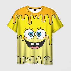 Мужская футболка 3D с принтом Необычный Спанч Боб в Белгороде, 100% полиэфир | прямой крой, круглый вырез горловины, длина до линии бедер | patrick | sponge bob | spongebob | губка боб | для ребенка | желтый | звезда | квадратные штаны | красиво | мем | мультик | мультфильм | патрик | ребенку | сквэр пэнтс | спанч боб