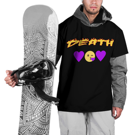 Накидка на куртку 3D с принтом смерть сердечки в Санкт-Петербурге, 100% полиэстер |  | dead | death | восторг | грусть | жизнь | искренность | любовь | печаль | поцелуй | пустота | радость | разбитое сердце | сердечки | сердце | фиолетовый