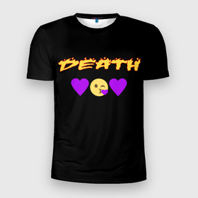 Мужская футболка 3D Slim с принтом смерть сердечки , 100% полиэстер с улучшенными характеристиками | приталенный силуэт, круглая горловина, широкие плечи, сужается к линии бедра | dead | death | восторг | грусть | жизнь | искренность | любовь | печаль | поцелуй | пустота | радость | разбитое сердце | сердечки | сердце | фиолетовый