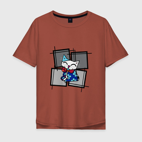 Мужская футболка хлопок Oversize с принтом Romero B. Cat , 100% хлопок | свободный крой, круглый ворот, “спинка” длиннее передней части | britto | cat | cubism | graffiti | pop art | romero | бритто | граффити | кот | кубизм | ромеро