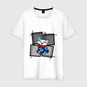 Мужская футболка хлопок с принтом Romero B. Cat , 100% хлопок | прямой крой, круглый вырез горловины, длина до линии бедер, слегка спущенное плечо. | britto | cat | cubism | graffiti | pop art | romero | бритто | граффити | кот | кубизм | ромеро
