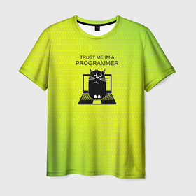 Мужская футболка 3D с принтом Поверьте я программист в Санкт-Петербурге, 100% полиэфир | прямой крой, круглый вырез горловины, длина до линии бедер | trust me im a programmer | котэ | поверь мне | я программист