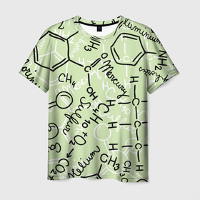 Мужская футболка 3D с принтом Химические соединения в Тюмени, 100% полиэфир | прямой крой, круглый вырез горловины, длина до линии бедер | science | вещества | наука | студент | студенты | уравнения | ученые | формула | формулы | химик | химики | химия