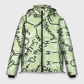 Мужская зимняя куртка 3D с принтом Химические соединения в Курске, верх — 100% полиэстер; подкладка — 100% полиэстер; утеплитель — 100% полиэстер | длина ниже бедра, свободный силуэт Оверсайз. Есть воротник-стойка, отстегивающийся капюшон и ветрозащитная планка. 

Боковые карманы с листочкой на кнопках и внутренний карман на молнии. | Тематика изображения на принте: science | вещества | наука | студент | студенты | уравнения | ученые | формула | формулы | химик | химики | химия