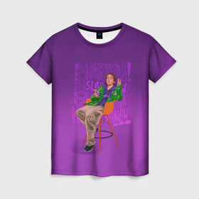 Женская футболка 3D с принтом Сидящий Слава , 100% полиэфир ( синтетическое хлопкоподобное полотно) | прямой крой, круглый вырез горловины, длина до линии бедер | rap | rep | slava marlow | slawa merlow | реп | рэп | слава мерлоу