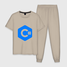 Мужская пижама хлопок с принтом Язык программирования C Sharp в Курске, 100% хлопок | брюки и футболка прямого кроя, без карманов, на брюках мягкая резинка на поясе и по низу штанин
 | интернет | кодер | программист | с | язык программирования
