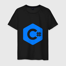 Мужская футболка хлопок с принтом Язык программирования C Sharp в Курске, 100% хлопок | прямой крой, круглый вырез горловины, длина до линии бедер, слегка спущенное плечо. | интернет | кодер | программист | с | язык программирования