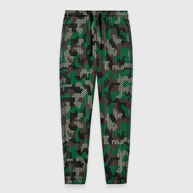 Мужские брюки 3D с принтом Зелёный Вязаный Камуфляж в Белгороде, 100% полиэстер | манжеты по низу, эластичный пояс регулируется шнурком, по бокам два кармана без застежек, внутренняя часть кармана из мелкой сетки | camouflage | military | армейский свитер | армия | боец | ввс | вдв | вмф | военный камуфляж | военный свитер | воин | война | гру | дшб | камуфляж | камуфляжный свитер | кгб | маскировка | масхалат | мвд