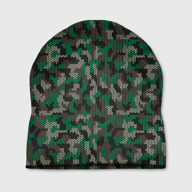 Шапка 3D с принтом Зелёный Вязаный Камуфляж , 100% полиэстер | универсальный размер, печать по всей поверхности изделия | Тематика изображения на принте: camouflage | military | армейский свитер | армия | боец | ввс | вдв | вмф | военный камуфляж | военный свитер | воин | война | гру | дшб | камуфляж | камуфляжный свитер | кгб | маскировка | масхалат | мвд